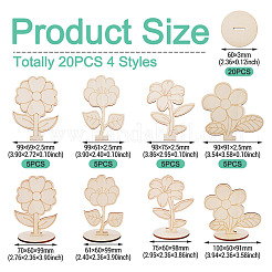 20Pcs 4 Styles Flower Unfinished Wood Display Decorations for DIY Painting Decoration Crafts&nbsp;DJEW-TA0001-38