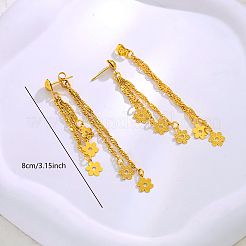 Brass Flower Tassel Stud Earrings&nbsp;HH8876