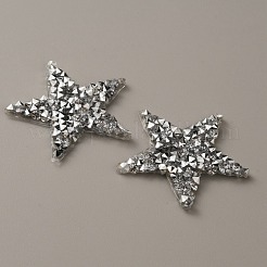 スターホットフィックスラインストーンアイロンパッチ  マスクと衣装のアクセサリー  ミシンクラフト装飾  銀  35x37x2.5mm&nbsp;DIY-WH0188-99A