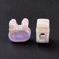 UV Plating Rainbow Iridescent Acrylic European Beads&nbsp;SACR-E009-32