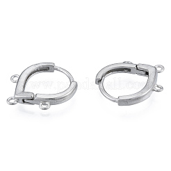 変色しにくい304ステンレススチールフープピアス金具  水平ループ付き  ティアドロップ  ステンレス鋼色  17.5x15x2.5mm  穴：1mm  ピン：1mm&nbsp;STAS-N092-193