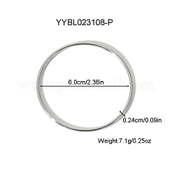 スタイリッシュな304ステンレススチール製プレーンバングル5個、女性用  ステンレス鋼色  内径：2-3/8インチ（6cm）&nbsp;CS8821-1