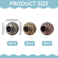 6Pcs 3 Colors Brass European Beads&nbsp;KK-ME0004-23