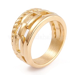 Ion Plating(IP) Unisex 304 Stainless Steel Finger Rings&nbsp;RJEW-K233-12B-G