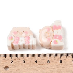 不透明樹脂デコデンカボション  漫画の桃豚  ピンク  20.5x23.5x9.5mm&nbsp;RESI-K040-01B