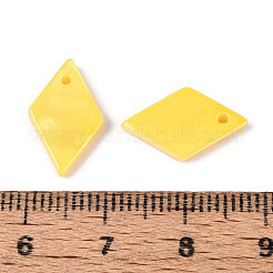 スプレー塗装された天然淡水シェルペンダント  菱形チャーム  きいろ  14~17.5x9~10x1.5~2mm  穴：1.2mm&nbsp;BSHE-T014-07B