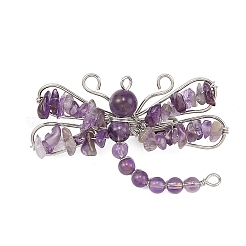 Natural Gemstone & Brass & Iron Brooches&nbsp;JEWB-H034-01P