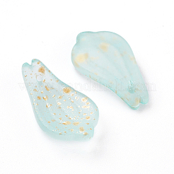 ガラスチャーム  金箔  艶消し  染め＆加熱  花びら  空色  19x10x3mm  穴：1mm&nbsp;EGLA-L024-A07