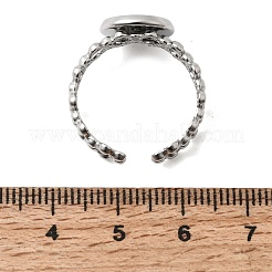 中空の花模様の304ステンレススチール製カフリング部品  ラウンドベゼルカップリングセッティング  ステンレス鋼色  11.5mm  usサイズ8 1/2(18.5mm)  トレイのサイズ：10mm&nbsp;STAS-P454-03B-P