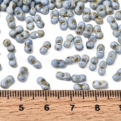 不透明なガラスビーズ  ピーナッツ  ライトスチールブルー  6.5x3.5x2.5~3mm  穴：1mm  約541個/袋&nbsp;GL-CBA31A4-02A