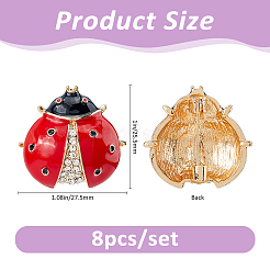 8Pcs Ladybug Enamel Pins&nbsp;JEWB-FH0002-80