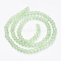 ガラスビーズ連売り  多面カット  ロンデル  淡緑色  6x5mm  穴：1mm  約85~88個/連  16.1~16.5インチ（41~42cm）&nbsp;X-EGLA-A034-T6mm-D09