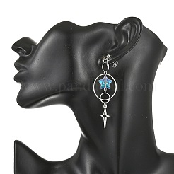 Glass & Brass Dangle Stud Earrings&nbsp;EJEW-TA00822