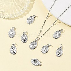 シーグレース真鍮ペンダント  人間のチャームを持つ楕円形  カドミウムフリーと鉛フリー＆ニッケルフリー  プラチナメッキ  15.5x9.5x1mm  穴：3mm&nbsp;XGRQ4N394-733P