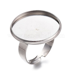 Tarnish Resistant Adjustable 304 Stainless Steel Finger Rings Components&nbsp;STAS-F149-18P-H