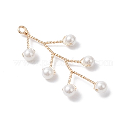 Shell Pearl Copper Wire Wrapped Round Pendants&nbsp;PALLOY-TA00324