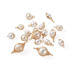 24Pcs 6 Style ABS Plastic Imitation Pearl Wire Wrapped Pendants&nbsp;KK-SW0001-07