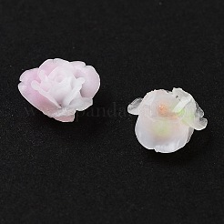 蓄光樹脂デコデンカボション  暗闇で光る  花  ピンク  7x7x3.5mm&nbsp;RESI-K036-57