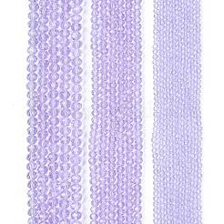 ガラスビーズ連売り  多面カット  ロンデル  ライラック  8x6mm  穴：1mm  約60~62個/連  39~40cm&nbsp;X-EGLA-A044-T8mm-D17