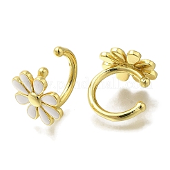 Rack Plating Flower Brass Cuff Earrings&nbsp;X-EJEW-H016-33G-01