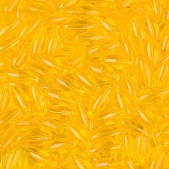 透明な色のガラスシードビーズ  オーバル  ゴールド  9x4mm  穴：1.2mm  約1875個/ポンド&nbsp;SEED-T007-16J