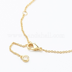 Brass Micro Pave Clear Cubic Zirconia Pendant Necklaces&nbsp;NJEW-J059-01G