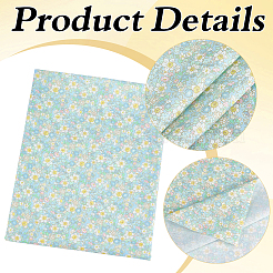 衣類や工芸品用の花柄プリントコットン生地  ターコイズ  1000x1500mm&nbsp;DIY-WH0622-781C