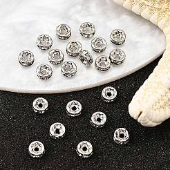 Rack Plating Brass Crystal Rhinestone Rondelle Space Beads&nbsp;RB-D303-P