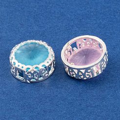ラインストーンを丸い形で縫います  すりガラスラインストーン  衣料品アクセサリー  マルチ連リンク  真鍮パーツ  銀  17x8mm&nbsp;GLAA-K069-01S