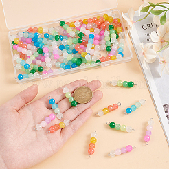 72Pcs 4 Colors Baking Paint Imitation Jade Glass Connector Charms&nbsp;PALLOY-GO00032