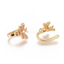 Golden Plated Brass Micro Pave Cubic Zirconia Cuff Earrings&nbsp;EJEW-L244-19G
