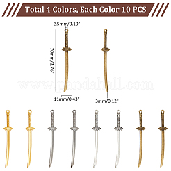 40Pcs 4 Colors Tibetan Style Alloy Big Pendants&nbsp;FIND-UN0003-35B