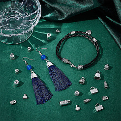 100Pcs 10 Style Tibetan Style Alloy Cord Ends&nbsp;TIBEP-PH0001-50