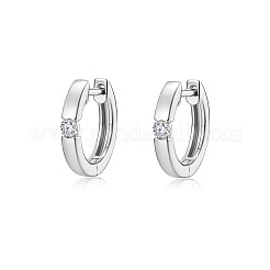 女性用スターリングシルバー製パヴェモアッサナイトフープピアス925点  銀  14x14mm&nbsp;DZ9023