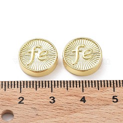 ラックメッキ環境にやさしい真鍮ビーズ  長持ちメッキ  鉛フリー＆カドミウムフリー  単語 fe のフラット ラウンド  18KGP本金メッキ  13x4mm  穴：1.6mm&nbsp;KK-Z036-02A-G