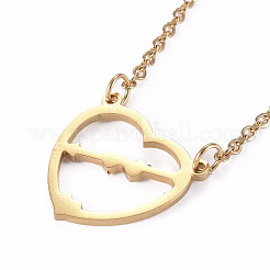 304 Stainless Steel Pendant Necklaces&nbsp;NJEW-I237-10G