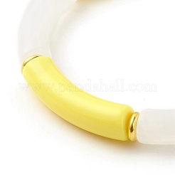 アクリルチューブビーズストレッチブレスレット  真鍮のビーズで  ゴールド  内径：2-1/8インチ（5.5cm）&nbsp;BJEW-JB07778-01