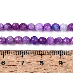 染め加工天然石ホワイトジェイドビーズ連売り  ラウンド  多面カット  青紫色  4~4.5mm  穴：1mm  約86~96個/連  14.69~14.96''（37.3~38センチメートル）&nbsp;G-T139-4mm-60-11