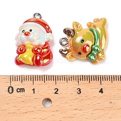 Christmas Electroplate Opaque Resin Pendants&nbsp;RESI-H040-05P