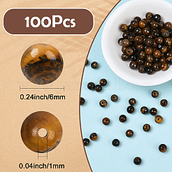 ラウンド天然タイガーアイビーズ100個  6mm  穴：1mm&nbsp;G-SP0001-21B