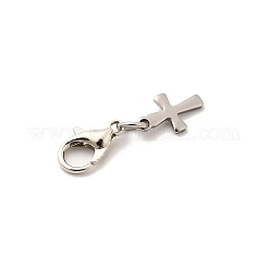 クロス304ステンレススチールペンダント装飾  亜鉛合金カニカン付き  プラチナ＆ステンレス鋼色  26.5mm&nbsp;HJEW-JM03574