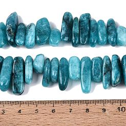 染色された天然水晶ビーズ連売り  ナゲット  トップ掘削  タンブルストーン  ダークターコイズ  6~30x2~12x2~10mm  穴：0.5~0.9mm  約59~67個/連  14.17~15.75インチ（36~40cm）&nbsp;G-Q606-24A-03