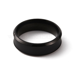 201ステンレススチール製プレーンバンドリング（女性用）  電気泳動黒  usサイズ7（17.3mm）&nbsp;RJEW-WH0010-07B-EB