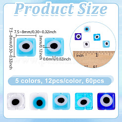 60Pcs 5 Colors Handmade Evil Eye Lampwork Beads&nbsp;LAMP-NB0002-19
