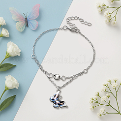 4Pcs 2 Colors Iron and Alloy Enamel Butterfly Anklets for Women&nbsp;AJEW-HY0002-64