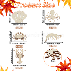 100Pcs 5 Styles Unfinished Wooden Cutouts&nbsp;WOOD-OC0002-87