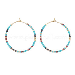 Bohemian Glass Seed Beads Large Hoop Earrings&nbsp;IQ7730-2
