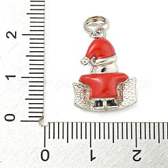 Anti-Tarnish Rhodium Plated 925 Sterling Silver Enamel Christmas European Dangle Charms&nbsp;STER-Z010-02P-02B