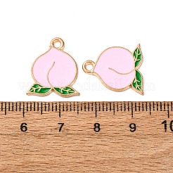 フルーツ合金エナメルペンダント  ライトゴールド  桃  17x15x1mm  穴：1.8mm&nbsp;FIND-D304-03C-KCG