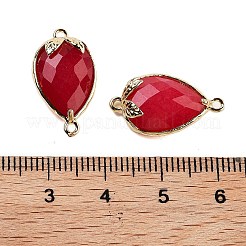 Dyed Natural Malaysia Jade Faceted Teardrop Connector Charms&nbsp;G-B081-03G-04